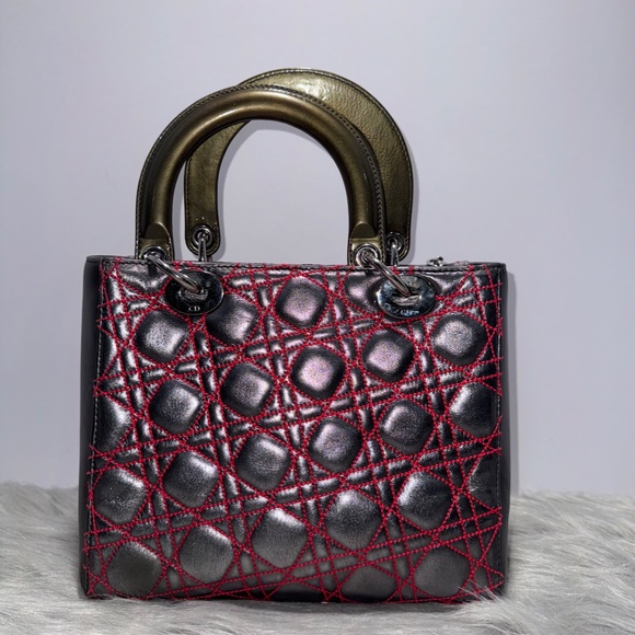 Christian Dior Cannage two-Way Handbag with Pink Stitching~Pre-Loved - Picture 7 of 16